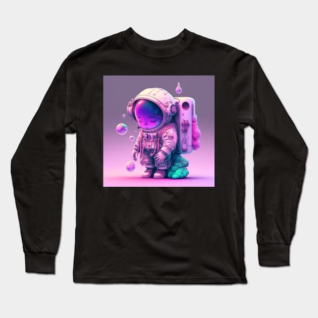 Vapor Wave Astronaut Long Sleeve T-Shirt by TheArtfulAllie